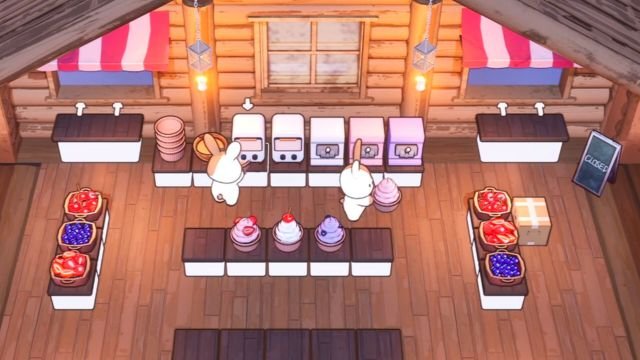 Hợp tác 2 người trong tiệm bánh thỏ con Bunny Bakery