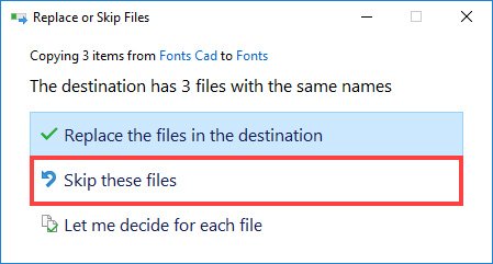 Bỏ qua các font đã có 