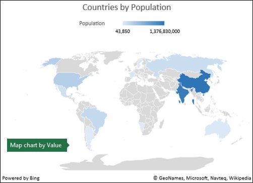 Lập biểu đồ dạng bản đồ trong Excel