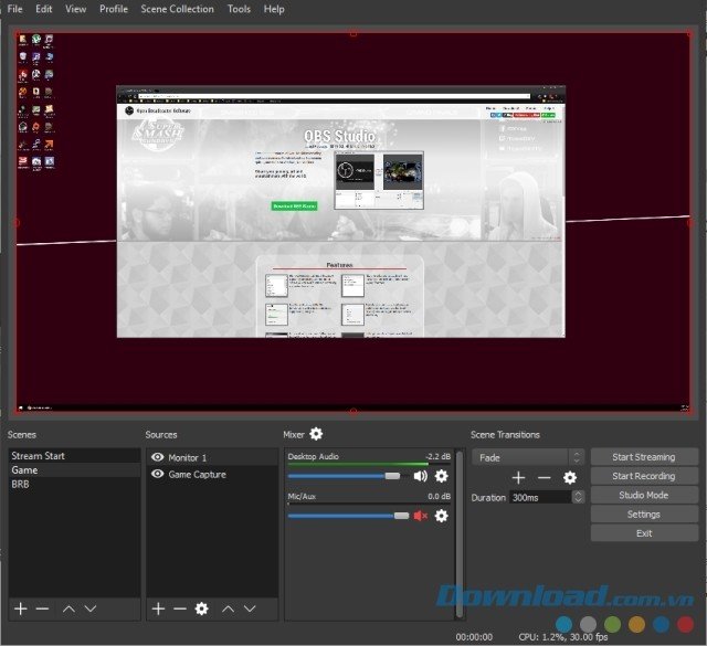 Giao diện đẹp mắt của OBS Studio