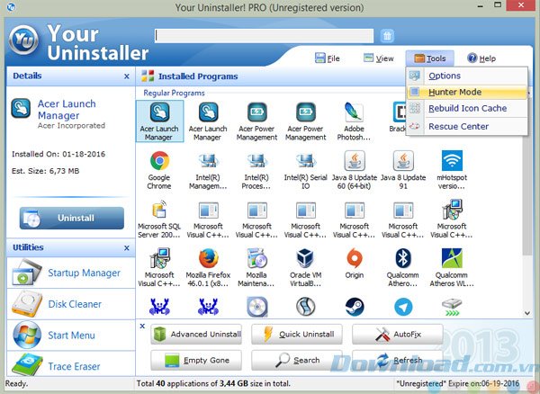 Hunter Mode của Your Uninstaller