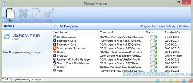 Quản lý ứng dụng khởi động cùng Windows 