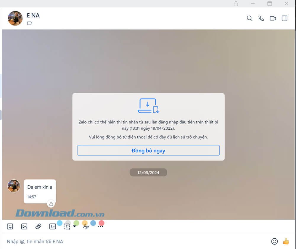 Nhắn tin miễn phí trên Zalo máy tính